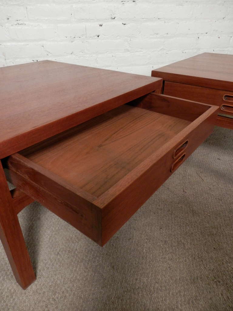 Teak Pair of Mid-Century Wide Sofa Tables from Denmark
