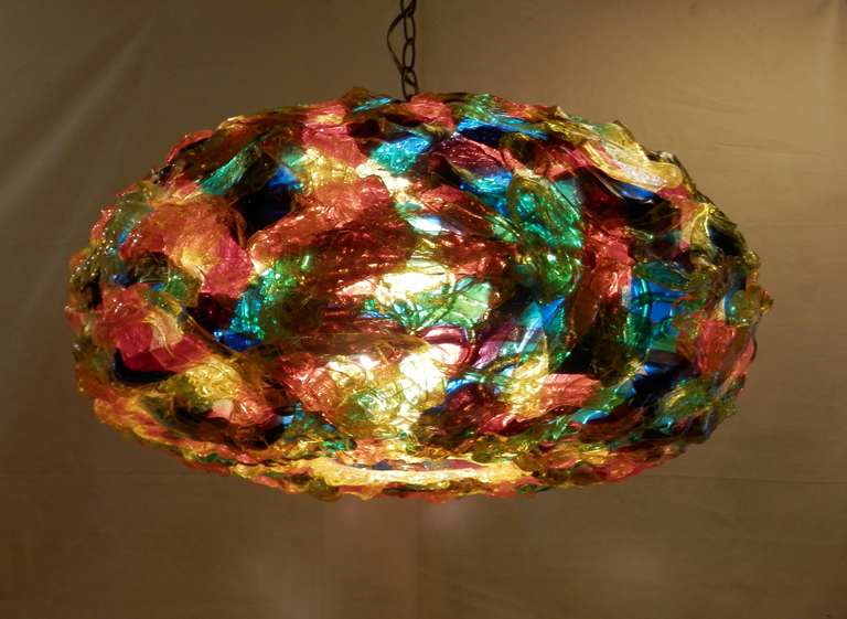 Mid-Century Modern Colorful Lucite Strip Pendant Lamp For Sale