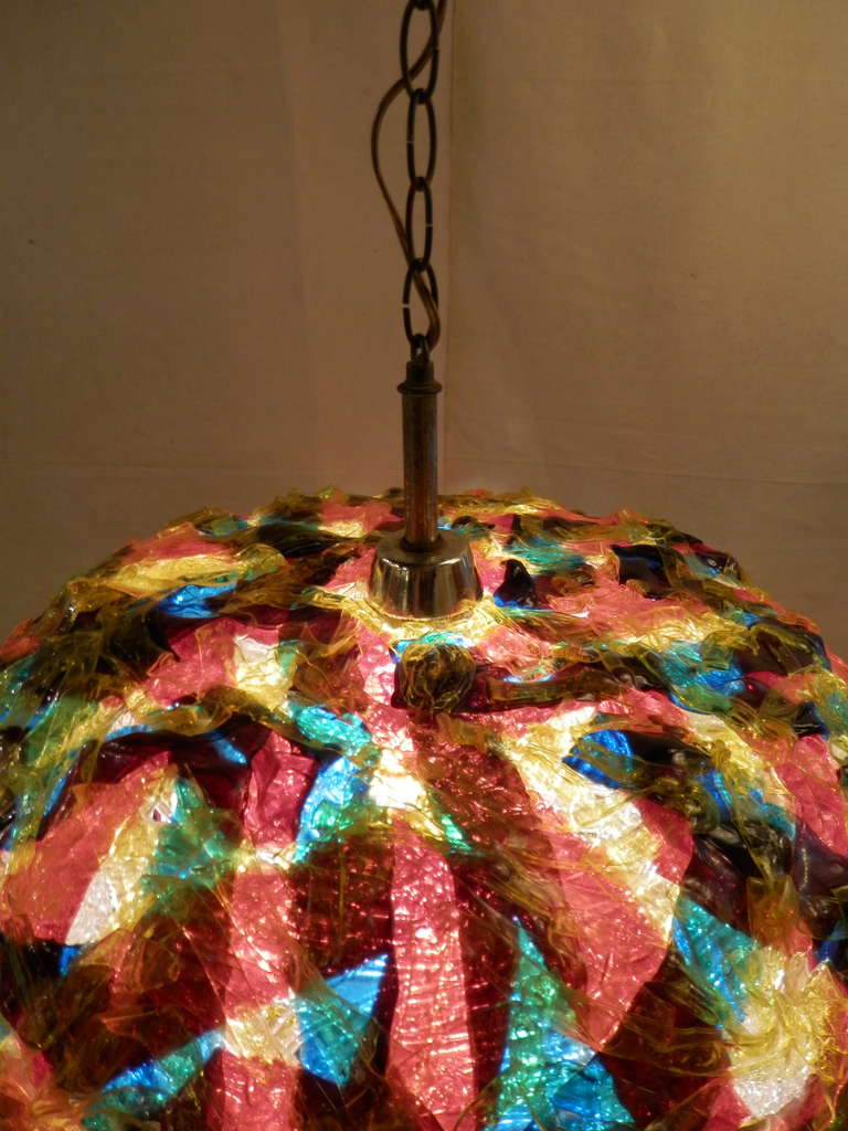 American Colorful Lucite Strip Pendant Lamp For Sale