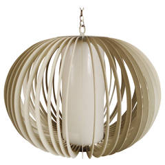 Unique Midcentury Slatted Globe Chandelier