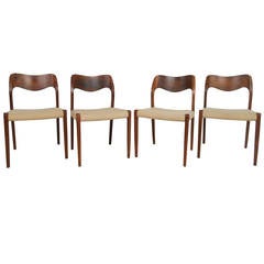 Set of N.O. Møller #71 Mid-Century Modern Rosewood Dining Chairs