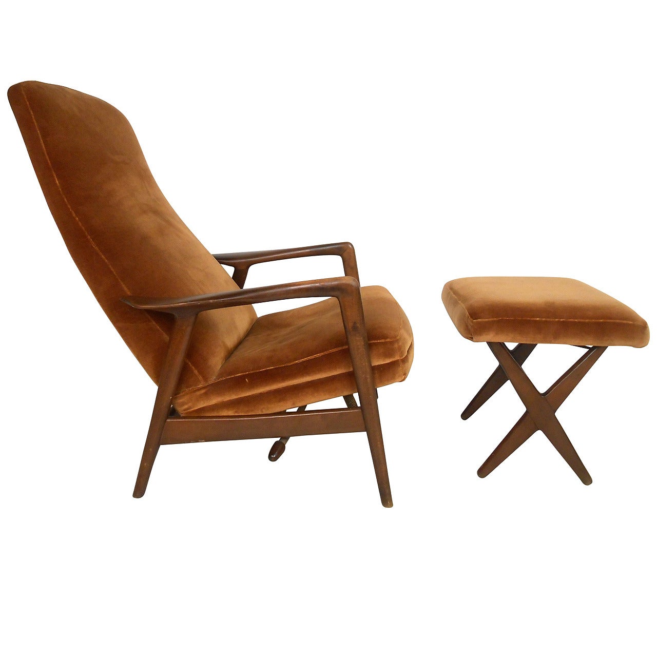 Mid-Century Modern Folke Ohlsson Lounge Chair and Ottoman