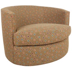 Retro Mid-Century Modern Milo Baughman Style Barrel Back Swivel Chair