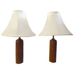 Pair of Elegant Danish Teak Lamps