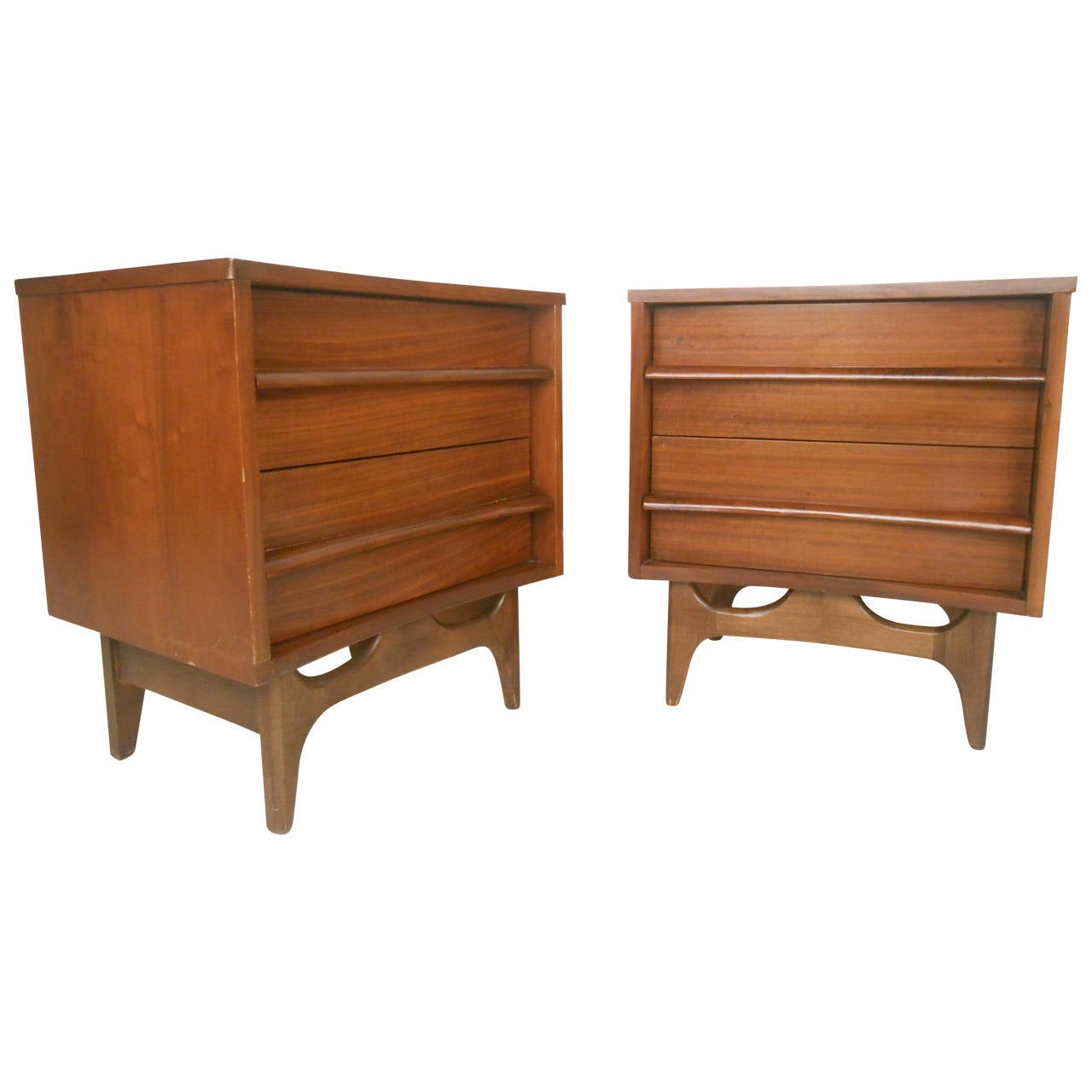 Curved Front MidCentury Nightstands at 1stdibs