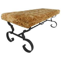Wrought Iron Upholstered Bench
