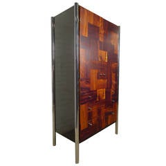 Retro Outstanding Rosewood Patchwork Armoire by Rougier