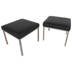 Pair of Chrome Frame Ottomans 9
