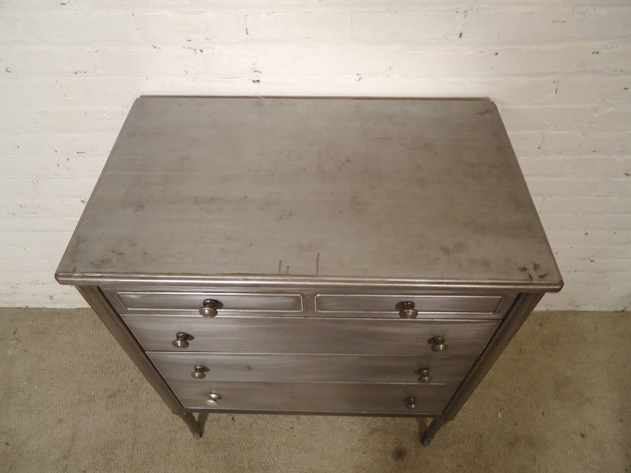Mid-Century Modern Four Drawer Metal Dresser by Simmons