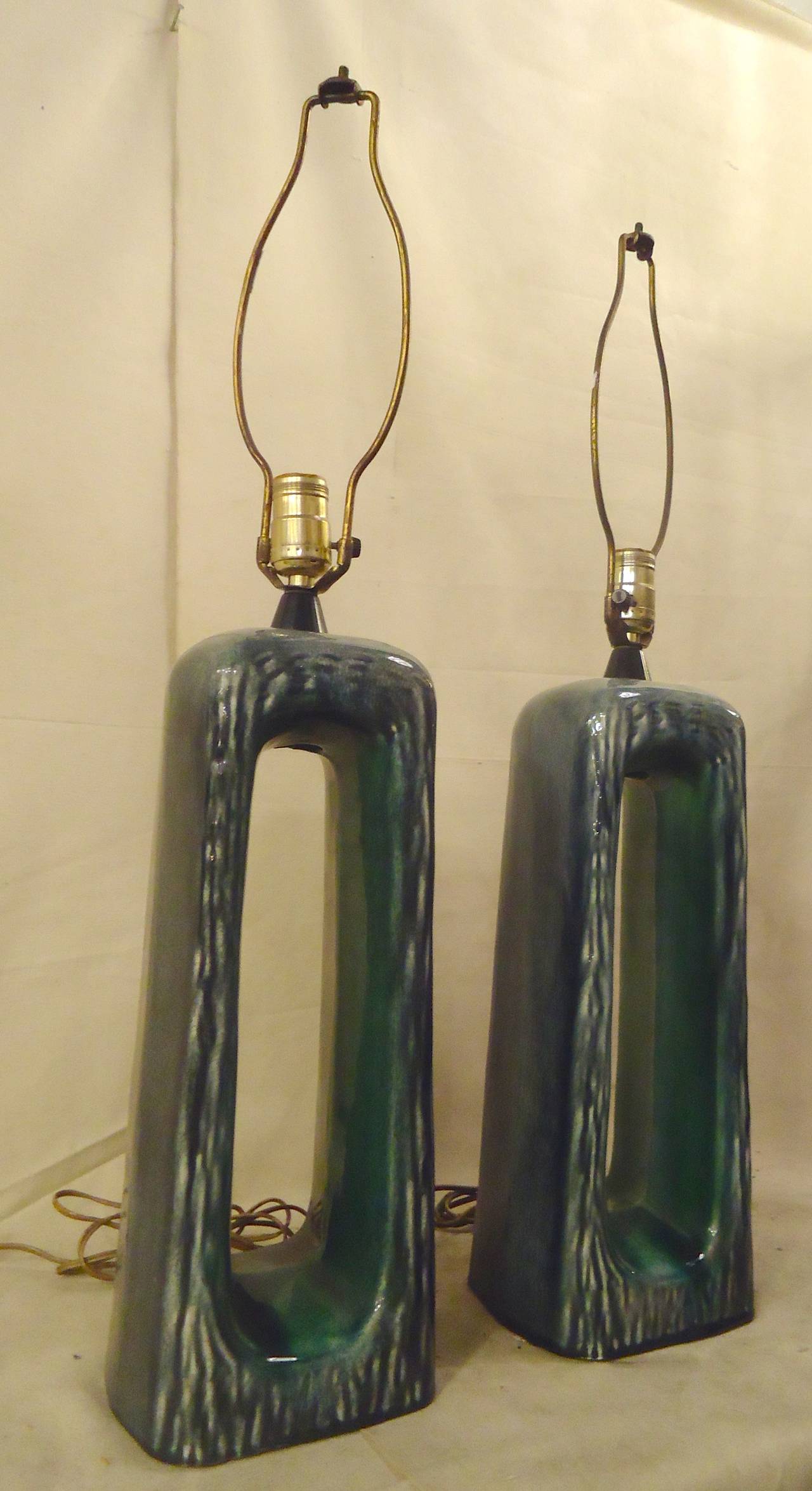 Mid-Century Modern Wonderful Glazed Lamps by Heifetz