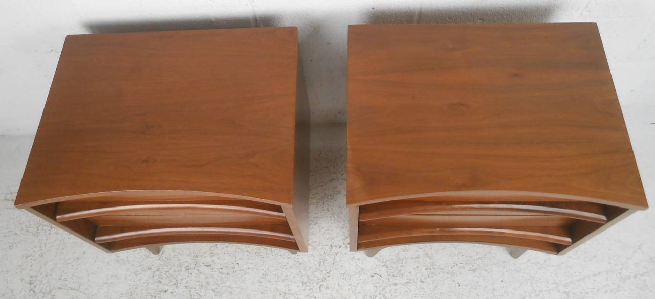 Mid-Century Modern Curved Front Mid-Century Nightstands