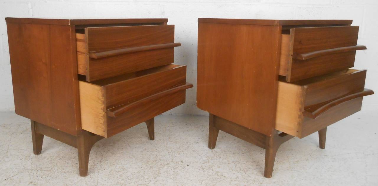 American Curved Front Mid-Century Nightstands