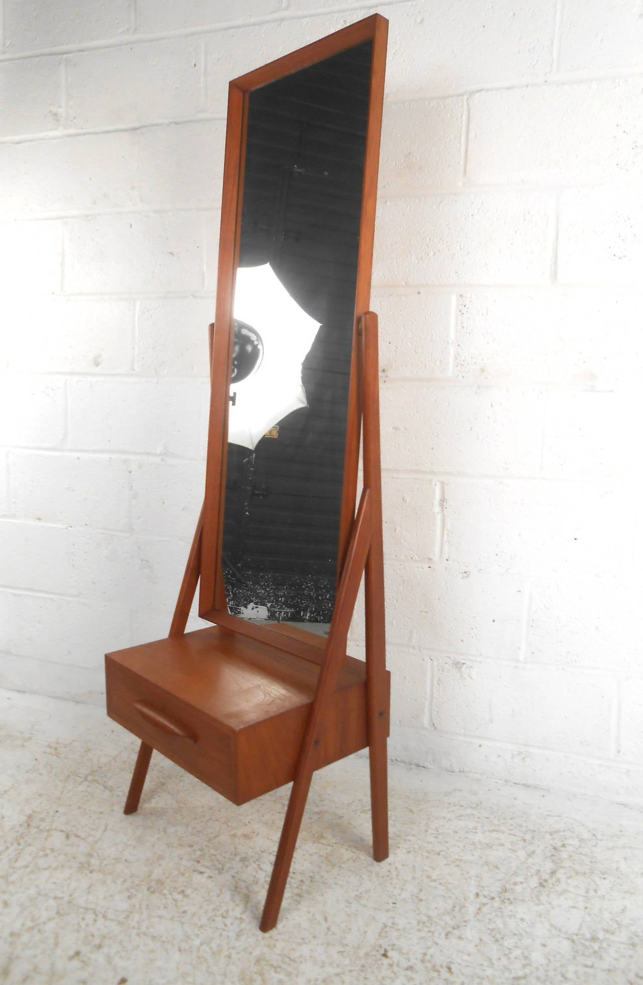 Mid-Century Modern  Teak Cheval Dressing Mirror by Arne Vodder