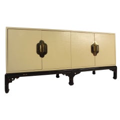 Grass Cloth Covered Credenza