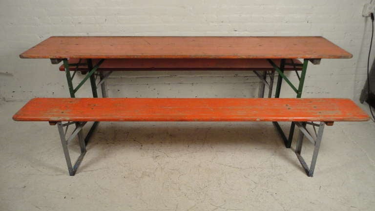20th Century Painted Picnic Table And Benches