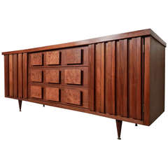 Nine Drawer Dresser w/ Burl Wood Accents