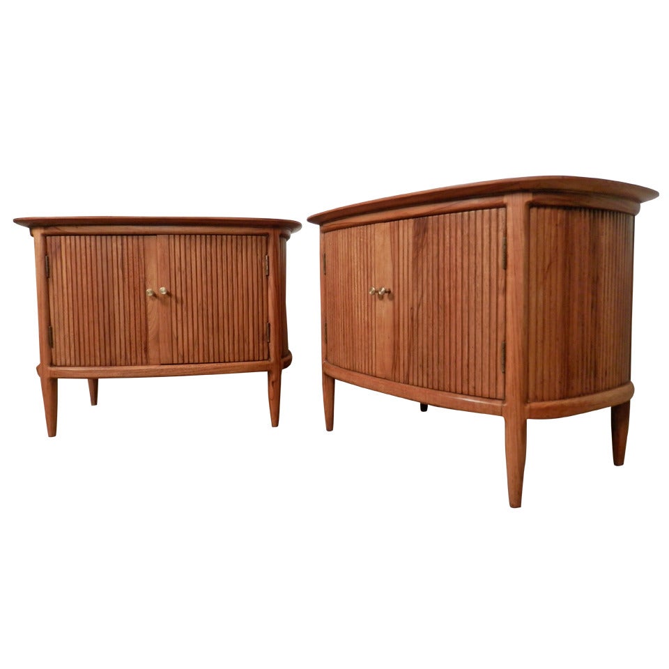Unique Mid-Century Oval Side Cabinets