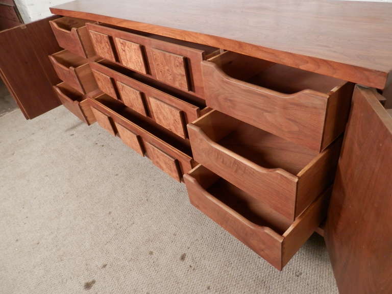 Nine Drawer Dresser w/ Burl Wood Accents 2