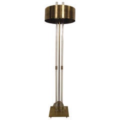Stylish Mid-Century Lucite and Brass Standing Lamp