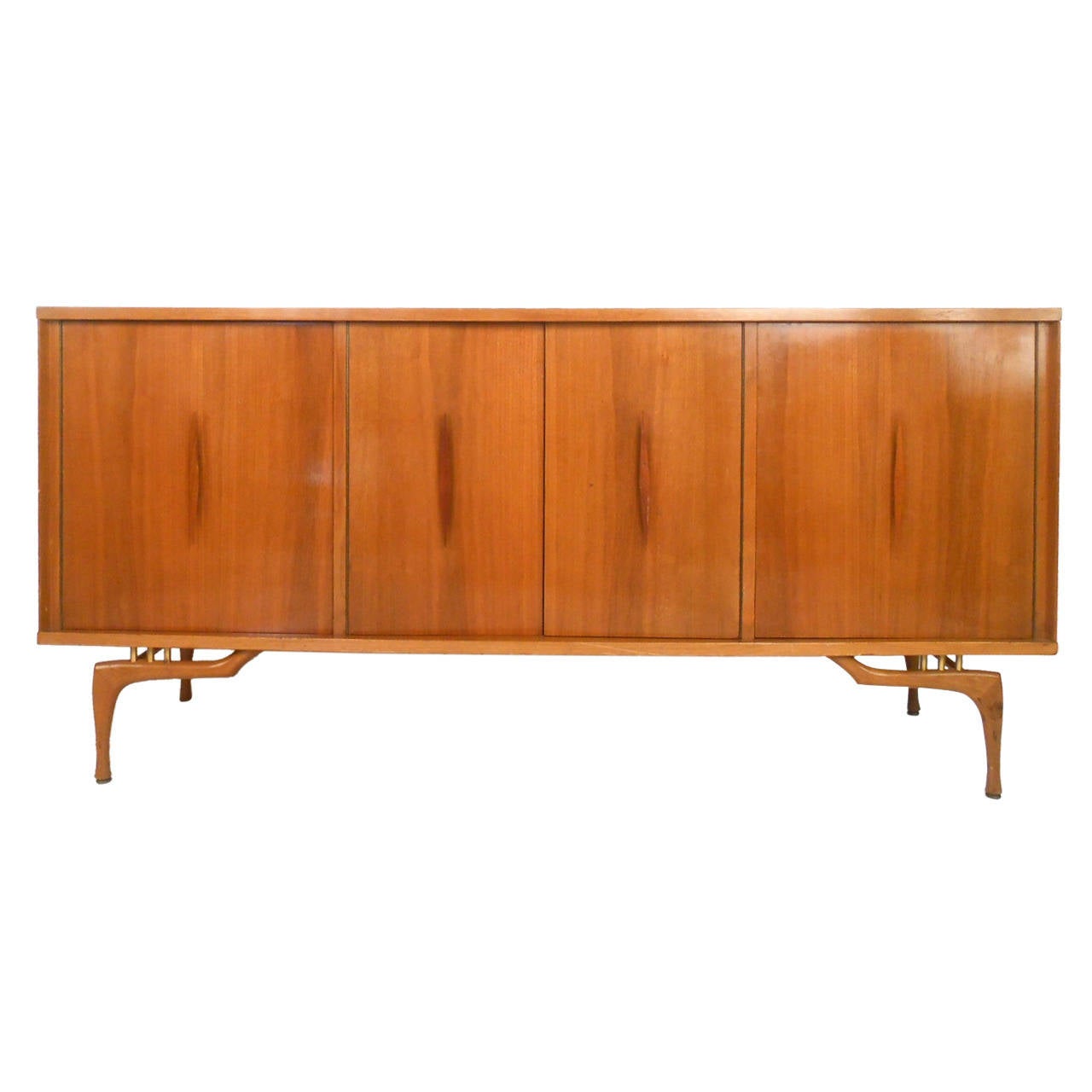 Unique MidCentury Modern Sculptural Walnut Sideboard For Sale at 1stdibs
