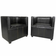 Pair of Mid-Century Modern Style Leather Club Chairs