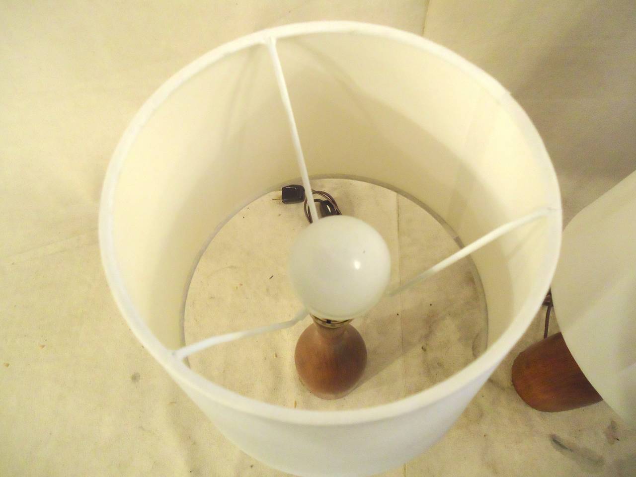 Mid-Century Modern Danish Teak Turned Table Lamps