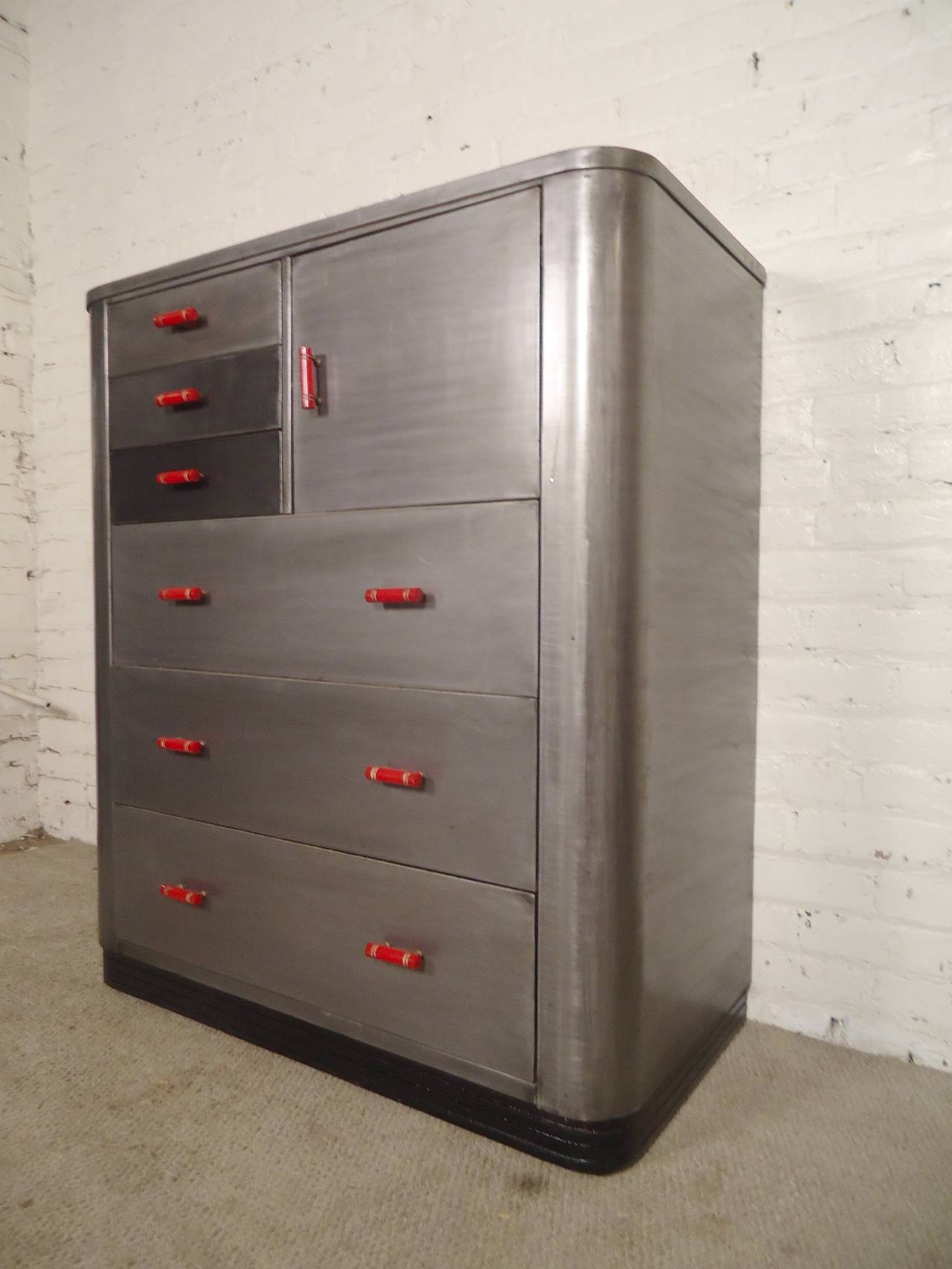 Industrial Simmons Tall Dresser by Norman Bel Geddes