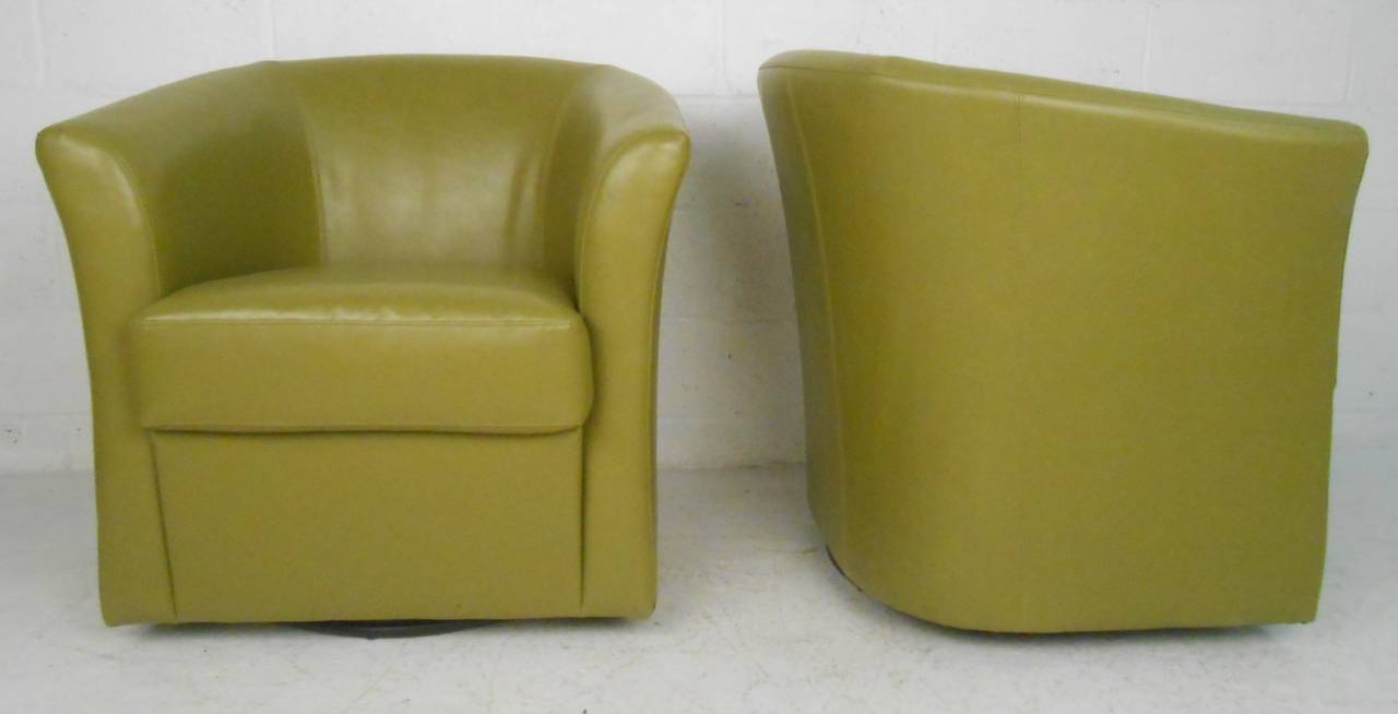 Pair Of Mid Century Style Green Vinyl Swivel Club Chairs At 1stdibs - Olive Green Club Chair Pair Of Mid Century Style Green Vinyl Swivel Club Chairs At 1stdibs - Olive Green Club Chair