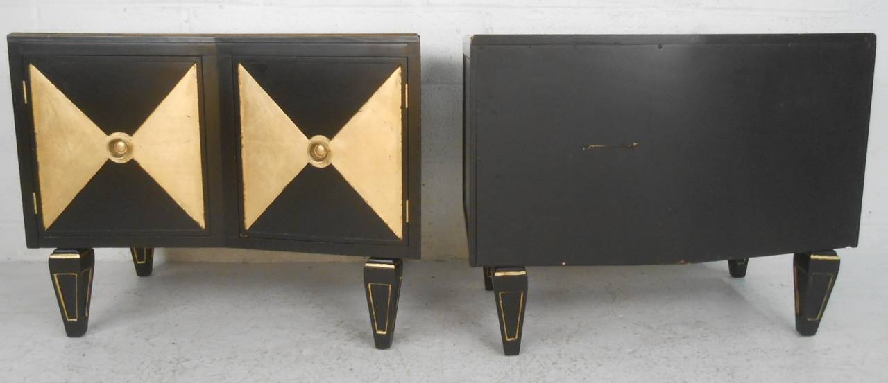 Pair of Gold and Black NightStands by David R. Harrison 1