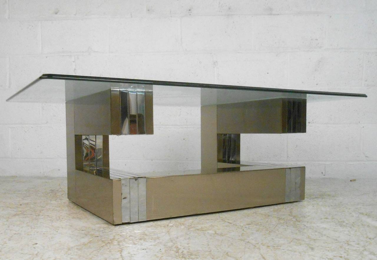 Mid-Century Modern Table basse moderne de style paysage urbain d'après Paul Evans