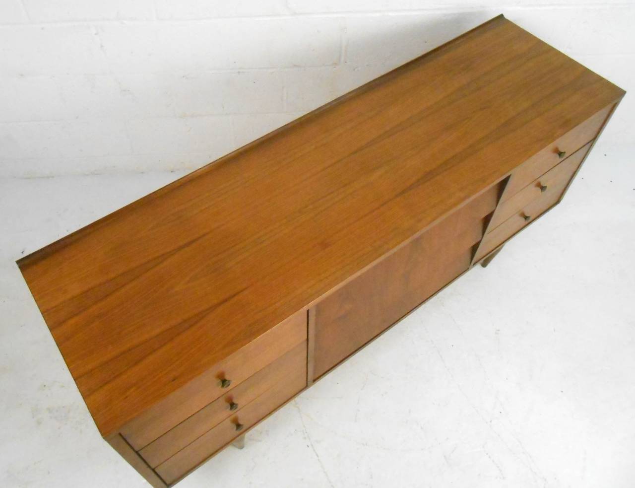 Mid-20th Century Unique Mid-Century Modern Louvered Front Walnut Dresser