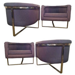 Impressive Milo Baughman Floating Barrel Back Chairs