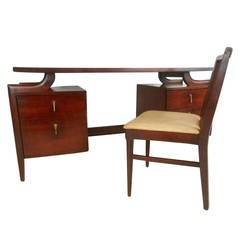 Mid-Century Modern Floating Top Desk with Chair by Tri-Bond