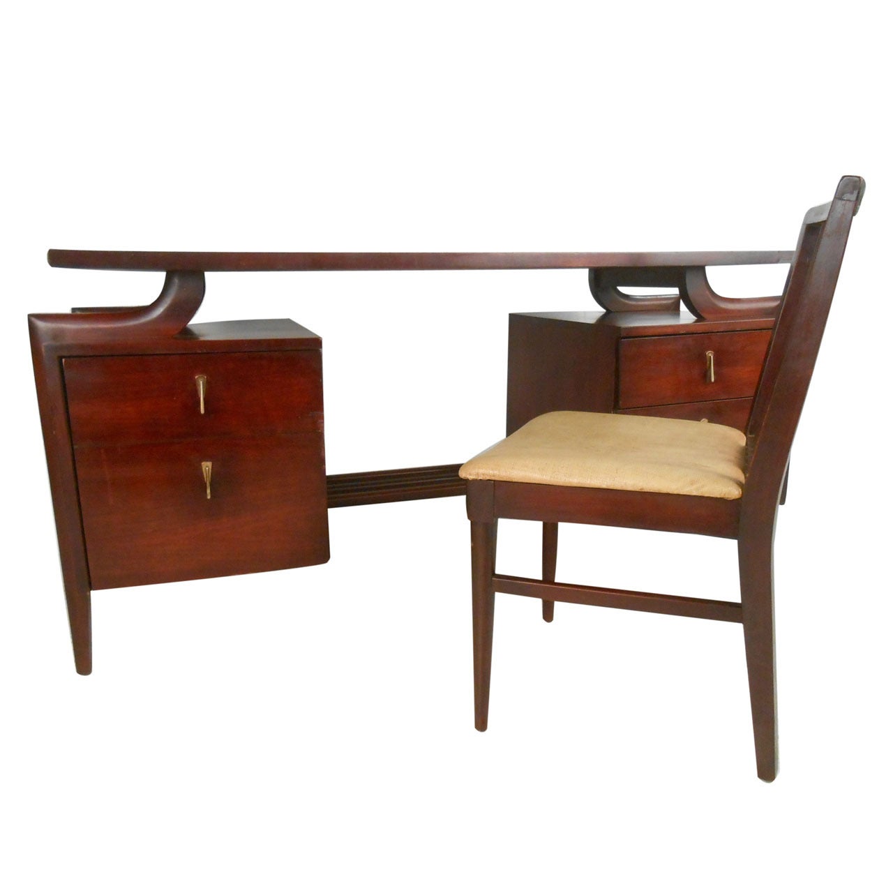Mid-Century Modern Floating Top Desk with Chair by Tri-Bond