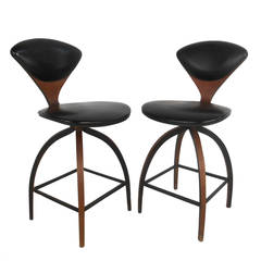 Vintage Pair of Mid-Century Modern Plycraft Bar Stools by Norman Cherner