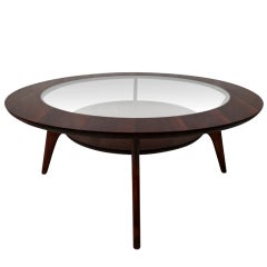 Mid Century Glass 
Walnut Coffee Table