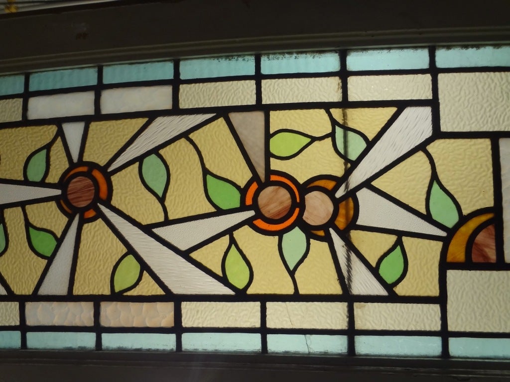 Art Deco Early 20th Century Leaded Art Stain Glass Window