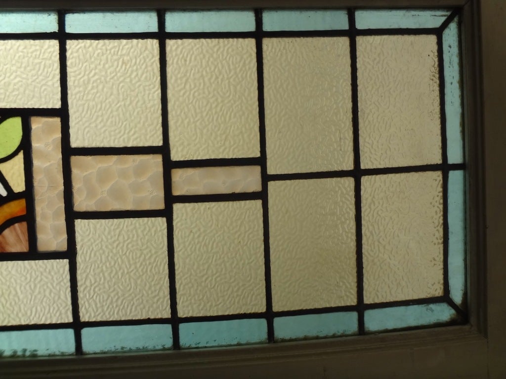 Early 20th Century Leaded Art Stain Glass Window In Good Condition In Brooklyn, NY