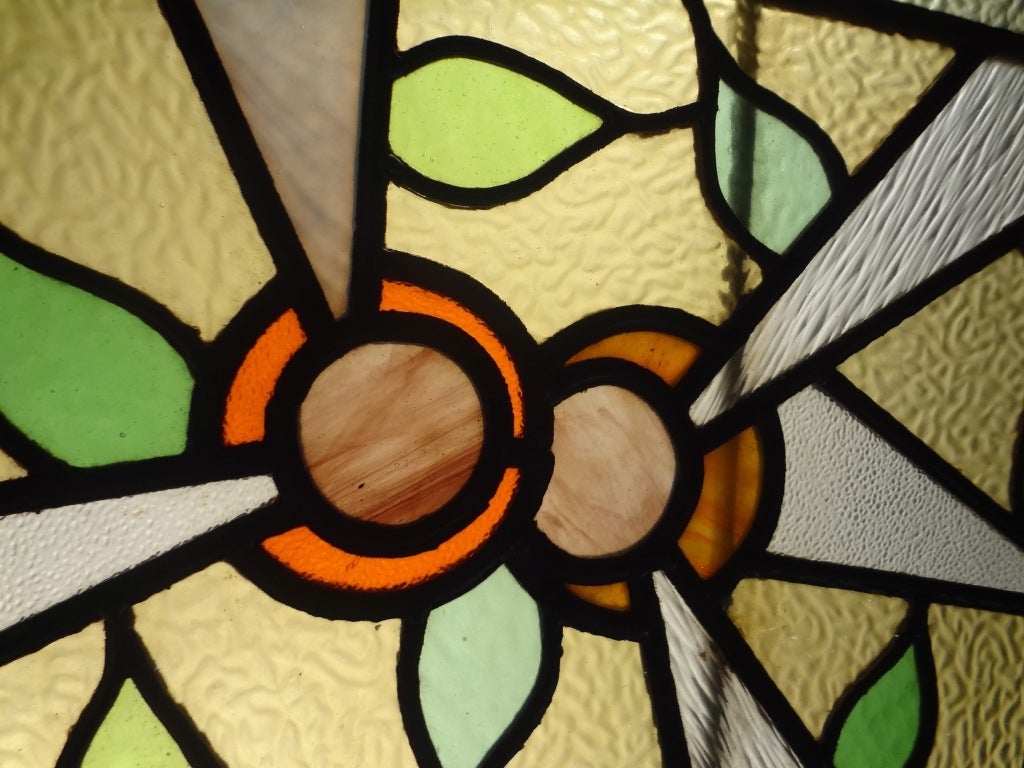 Early 20th Century Leaded Art Stain Glass Window 1