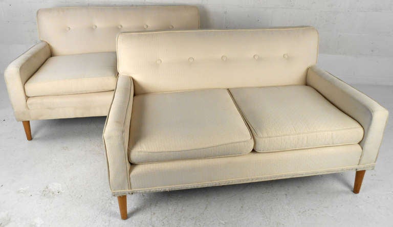 Pair Mid-Century Love Seats