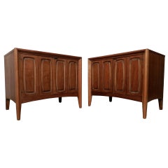 Vintage Two-Door Two-Tone Midcentury Side Tables