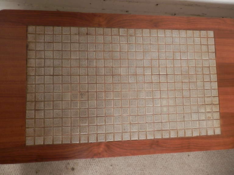 American Refinished Tile Top Mid-Century Pivot Table