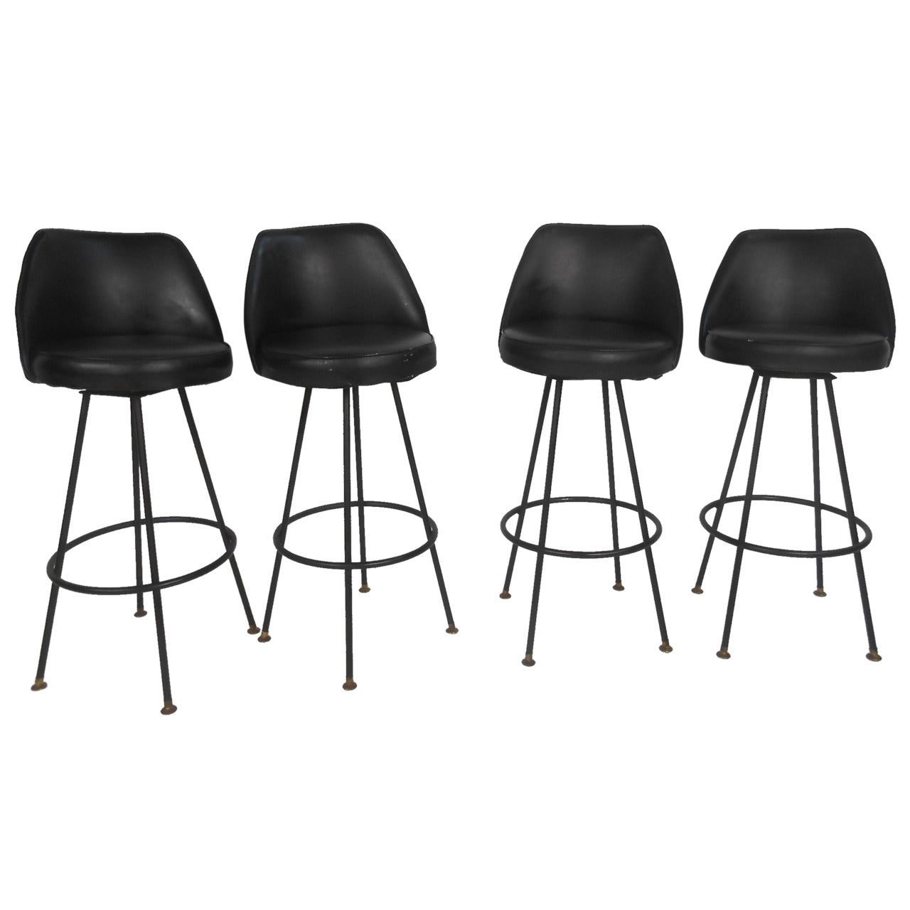 Four Mid-Century Modern Bar Stools by Admiral Chrome Corporation