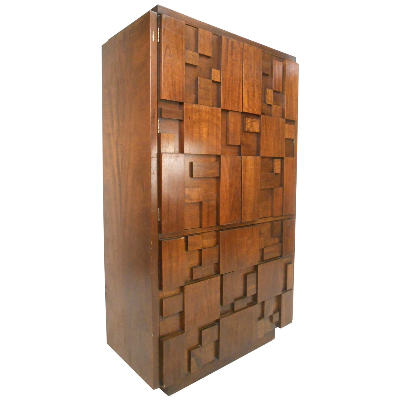 Mid-Century Modern Paul Evans Style Brutalist Mosaic Tile Dresser by Lane