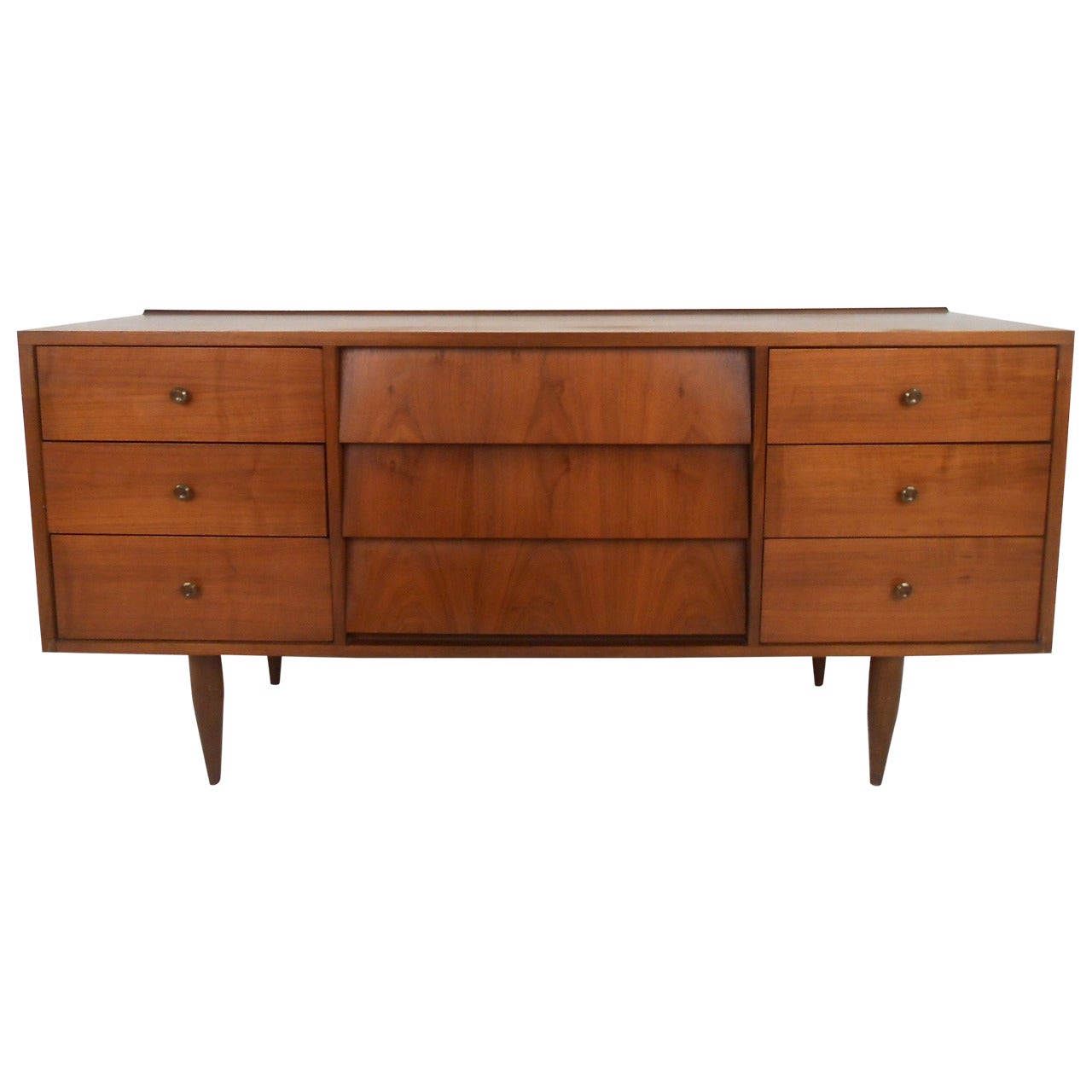 Unique Mid-Century Modern Louvered Front Walnut Dresser