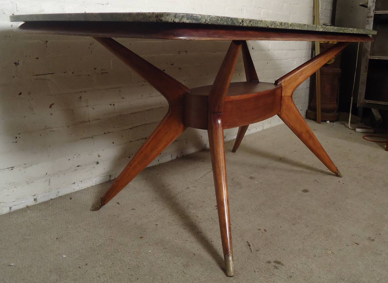 Vintage Dining Table with Gorgeous Marble Top In Good Condition In Brooklyn, NY