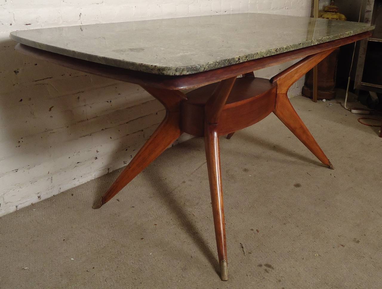 Mid-20th Century Vintage Dining Table with Gorgeous Marble Top