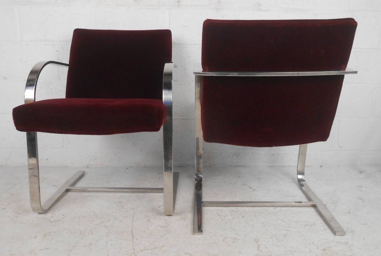 Mid-Century Modern Vintage Modern Chrome Frame Cantilever Dining Chairs