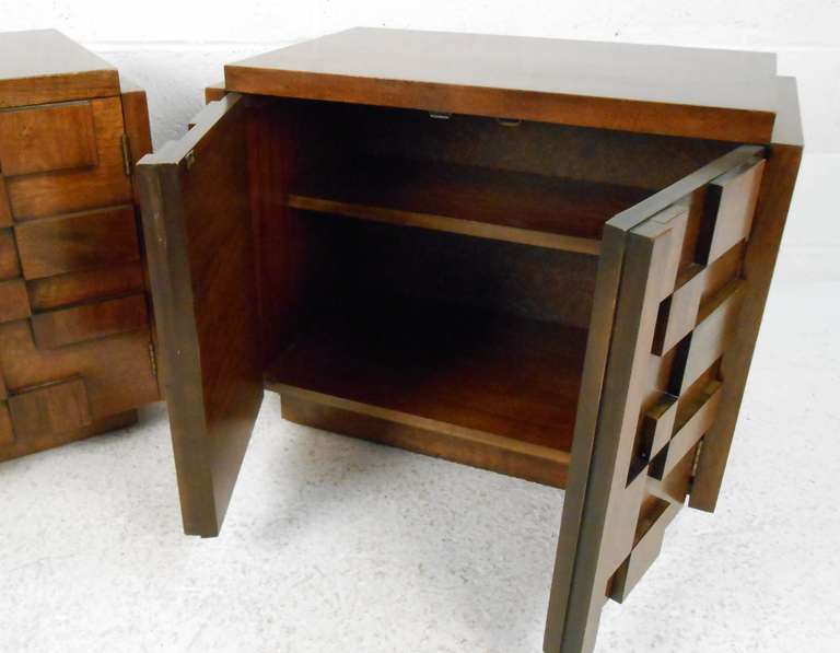 Brutalist Nightstands by Lane Furniture Co. In Fair Condition In Brooklyn, NY