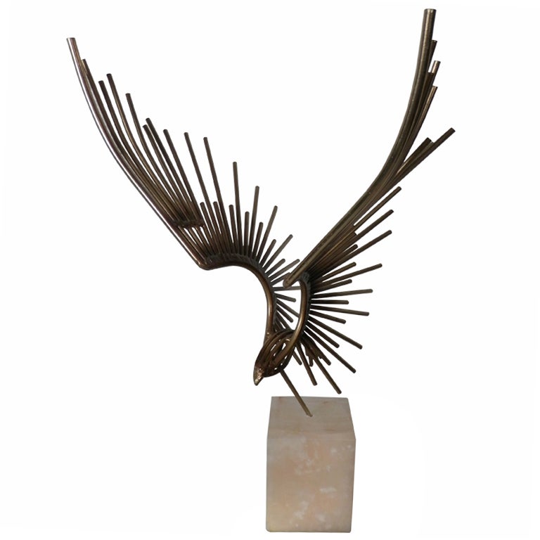 Metal Eagle Sculpture By C. Jere
